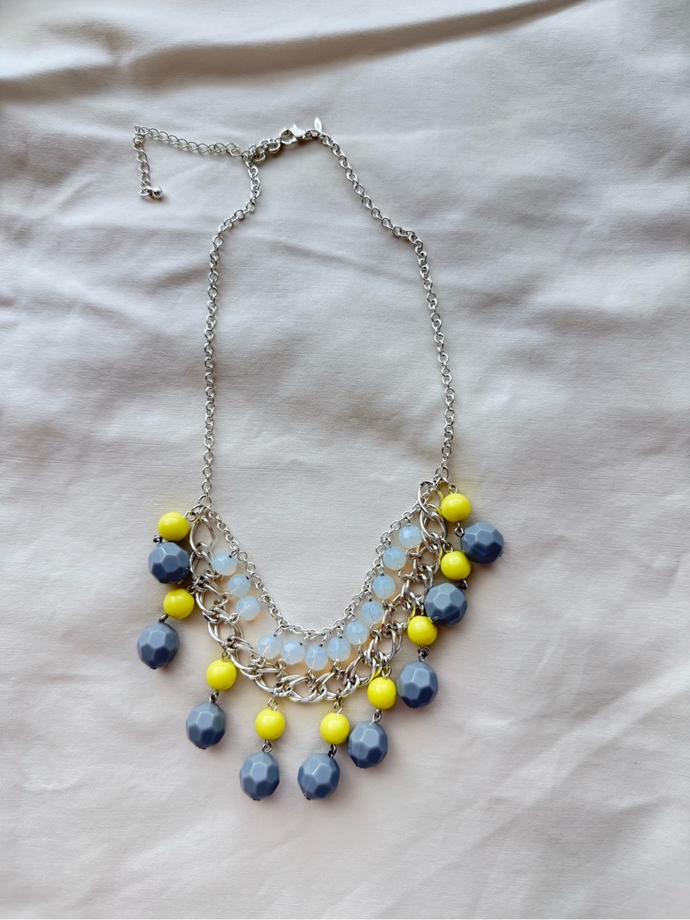 Avon Yellow and Gray Beaded Statement Necklace